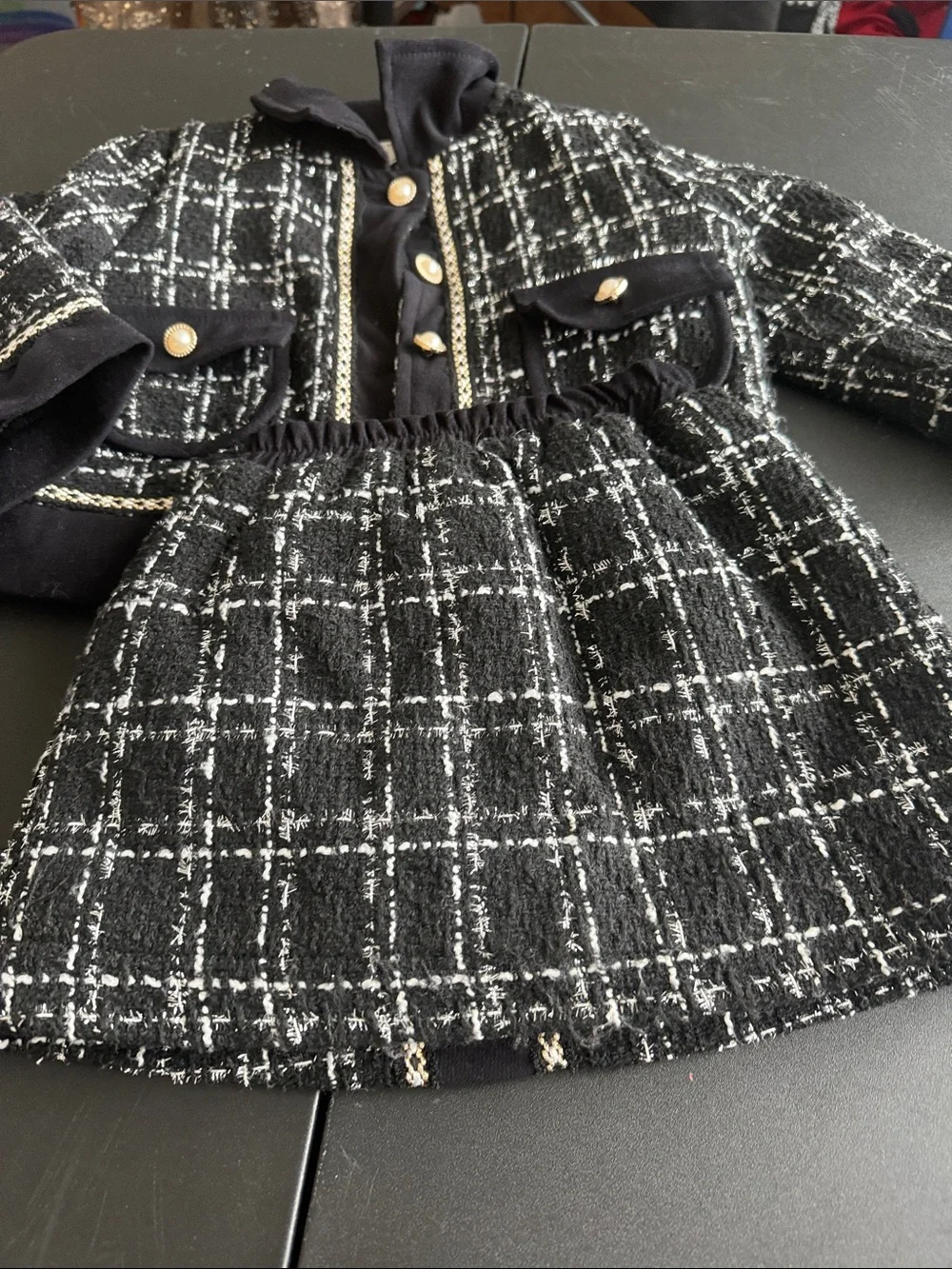 Black & White Tweed Jacket and Skirt Set